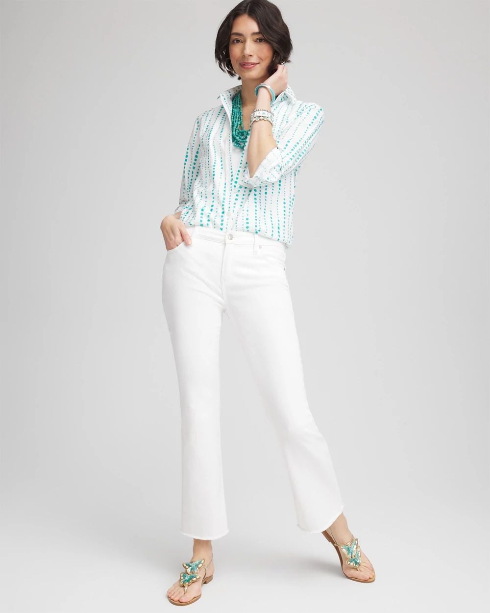 No Iron™ Sateen Bubble Print Shirt | Chico's